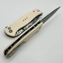 Civivi Incindie Button Lock Flipper w/ Ivory/White G-10 Handles & Damascus C23053-DS1