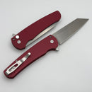 Pro-Tech Malibu Red Textured Handle w/ Gold Lip Pearl Button & Stonewash MagnaCut Reverse Tanto Blade 5405 LTD-Red