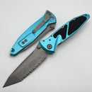 Microtech Socom Elite Manual Tanto Full Serrated Apocalyptic w/ Turquoise Handle 161-12APTQ