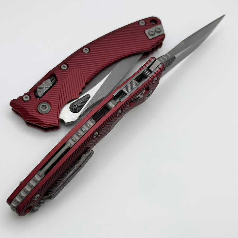 Microtech Amphibian RAM LOK Merlot Fluted Aluminum & Apocalyptic M390MK 137RL-10APFLMR