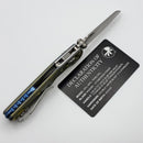 Microtech Marfione Select MSI RAM LOK Mini Galactic Gold Titanium Handles w/ Blue Accents & Stonewash M390MK 210M-10MS16