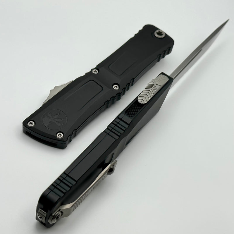 Microtech Knives Combat Troodon Gen III Stonewash Partial Serrated Single Edge w/ Black Handle 1143-11