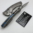 Microtech Marfione Select Amphibian RAM LOK Titanium Handles & Stonewash M390MK w/ Double Vapor Blast & Blue Accents 137RL-10MS2