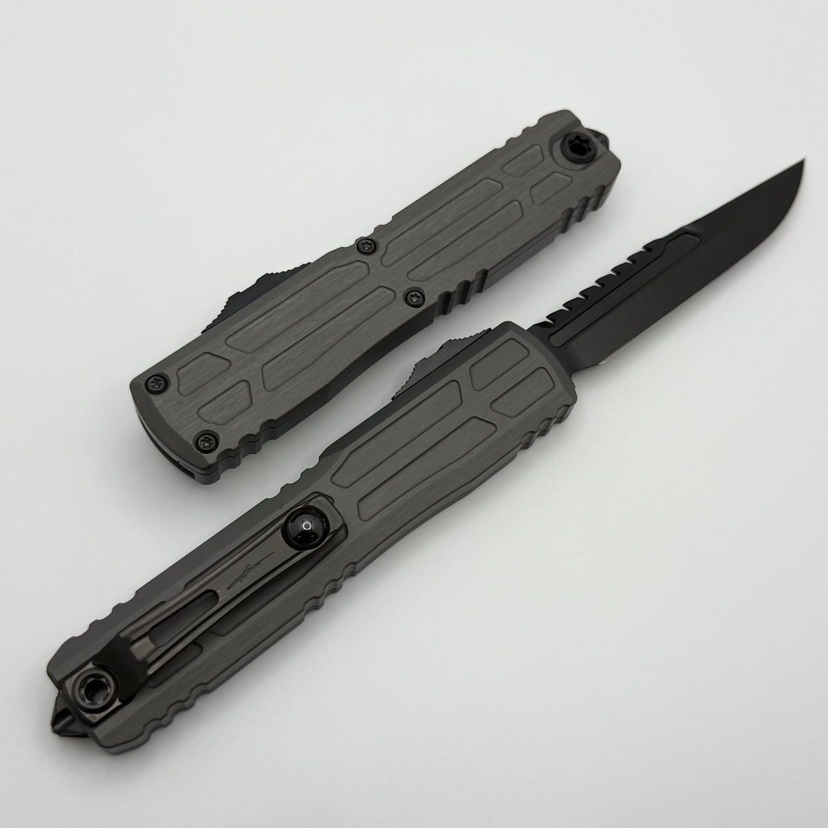 Microtech Ultratech EX - ZBP Interceptor DLC w/ Natural Clear Handle S