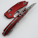 Microtech Knives Manual Stitch RAM LOK Fluted Red Aluminum & Partial Serrated M390MK 169RL-11FLRD