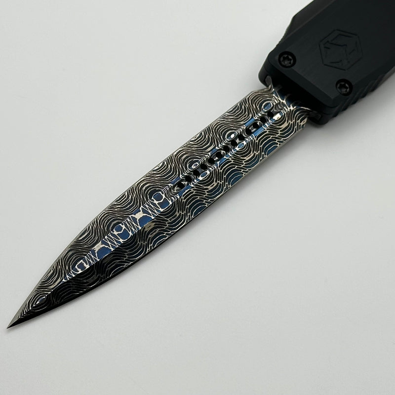 Heretic Custom NYX Hefted Aluminum Handle w/ Blued Vegas Forge Damascus D/E