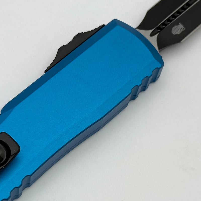 Grenade Blem Microtech Ultratech Gen IV D/E Tactical Standard w/ Blue Handle 11224-1BL