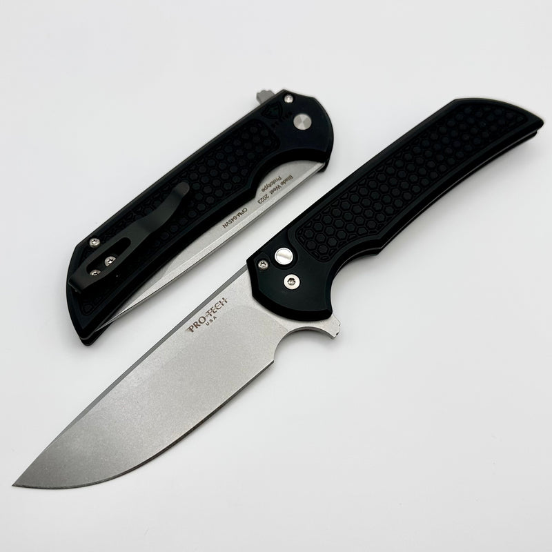 Pro-Tech Mordax Black Honeycomb Handle & Stonewash S45VN Blade West 2023 ONE PER HOUSEHOLD