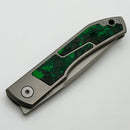 Uldanov Custom Knives Sierra w/ Milled Titanium/Green Dark Matter Carbon Fiber Inlays & M398 Front Flipper