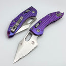 Microtech Marfione Select Manual Stitch RAM LOK Purple Haze Frag Titanium Handles & Stonewash Full Serrated M390MK w/ Double Vapor Blast/Purple Accents 169RL-12FRMS5