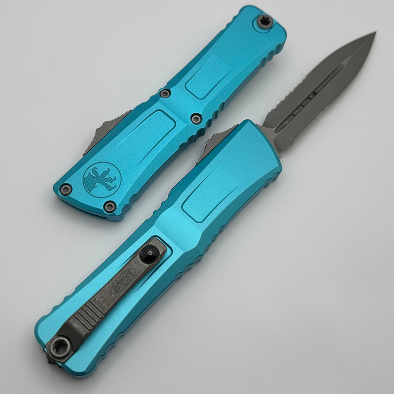 Microtech Knives Combat Troodon Gen III Apocalyptic Partial Serrated D/E w/ Turquoise Handle 1142-11APTQ