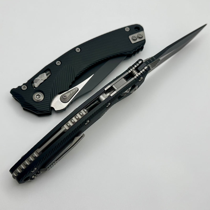 Microtech Amphibian RAM LOK Black Fluted Aluminum & Black M390MK 137RL-1FL