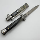 Frank B Italian Stiletto 9" w/ Dagger Single Edge Blade & Brazilian Horn Handles