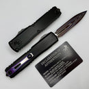Microtech Marfione Select Ultratech ZBP D/E Blued Baker Forge IceStorm w/ Hefted Black Handle & Purple Accents 1122-16MS3