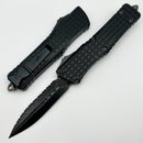 Microtech Combat Troodon Delta Frag Shadow Fluted DLC Full Serrated Double Edge w/ Carbon Fiber Button & Flamed Breaker 142-3CT-DSH