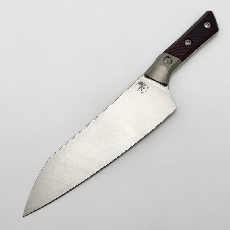 Microtech Chef's Knife Black Cherry G-10/Bead Blast Ti Handle w/ Stone