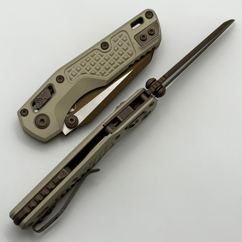 Microtech MSI RAM LOK Mini Frag Champagne Gold Aluminum Handles w/ Gol