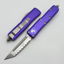 Microtech UTX-85 Tanto Full Serrated Satin Standard & Purple 233-6PU