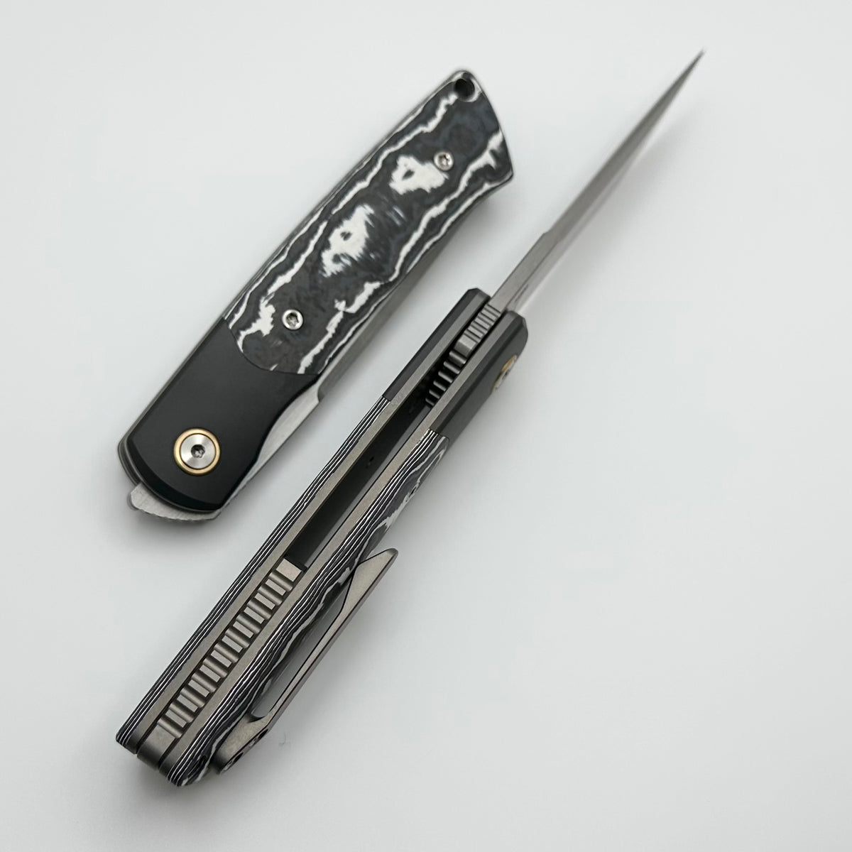 Reate Knives Tribute w/ Zirconium Bolsters & White Storm Fat Carbon w/