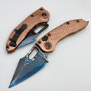 Microtech Marfione Select Borka Auto Stitch Copper Handles & Blued Baker Forge Damascus w/ DLC Hardware 169-16MS2
