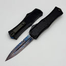 Microtech Knives Marfione Select Hera II Mini Blued Vegas Forge Damascus Bayonet w/ Black Claw Burst Deep Engraved Handle Signature Series 1701M-16MS2 Pattern Style 2