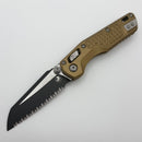 Microtech MSI RAM LOK Mini Tan Frag Aluminum Handles w/ Full Serrated Black M390MK 210M-3FRTA