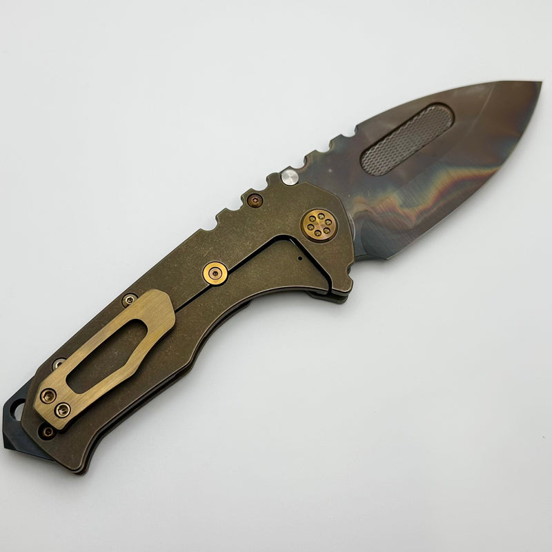 Medford Knife Praetorian T Vulcan S45 Drop Point & Old School Bronze Handles w/ Bronze Hardware/Clip