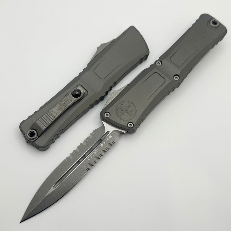 Microtech Knives Combat Troodon Gen III Apocalyptic Natural Clear Partial Serrated Double Edge 1142-11APNC