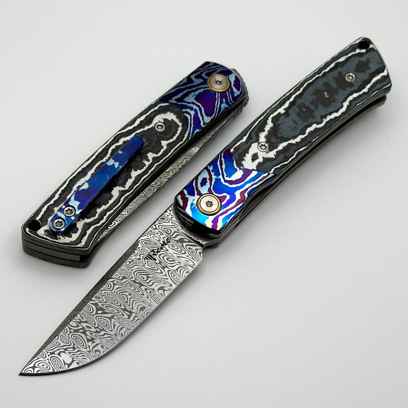 Reate Knives Tribute w/ MokuTi Bolsters & White Storm Fat Carbon w/ Damasteel