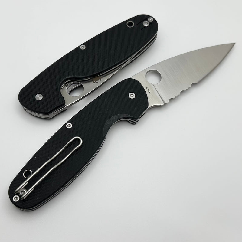 Discontinued Spyderco Emphasis Black G-10 Handles w/ Serrated 8Cr13MoV C245GPS