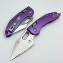 Microtech Marfione Select Manual Stitch RAM LOK Purple Haze Frag Titanium Handles & Stonewash Part Serrated M390MK w/ Double Vapor Blast/Purple Accents 169RL-12MS5
