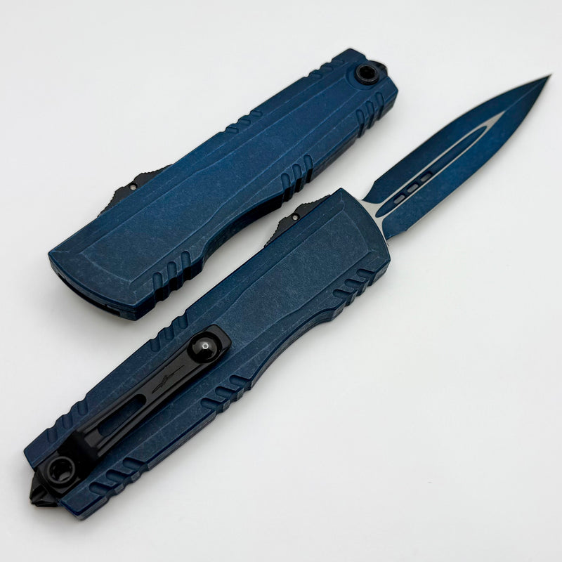Microtech Luminary D/E Weathered Blue Signature Series 1270-1WBLS