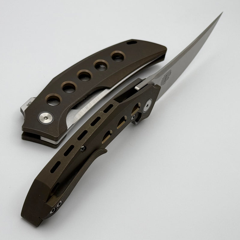 Reate Knives Velocity Tashi Bharucha Bronze Titanium Handles & Elmax