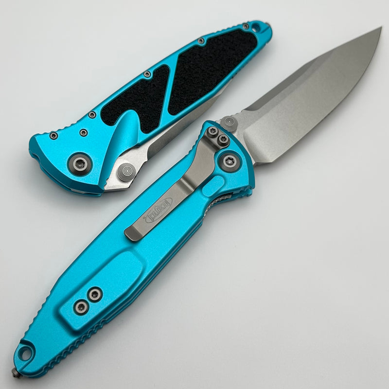 Microtech Socom Elite S/E Manual Turquoise Handles w/ Stonewash 160-10TQ