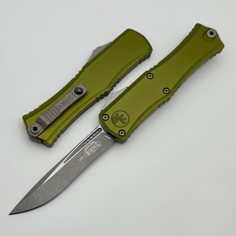Microtech Knives Mini Hera Apocalyptic Recurve M390MK w/ OD Green Handle 1705M-10APOD