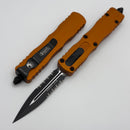 Microtech Dirac w/  Orange Tangerine Handle & Part Serrated Black D/E 225-2OT