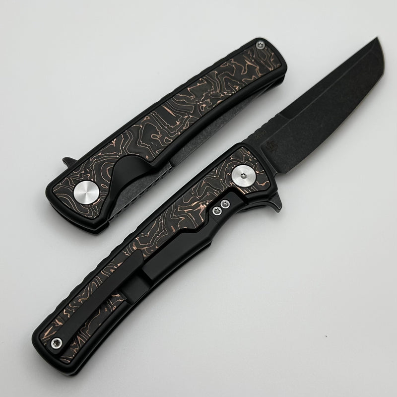 Mechforce Kilby Shard Black Titanium Integral Handle w/Copper Foil Carbon Fiber Inlays & Black Stonewash M390