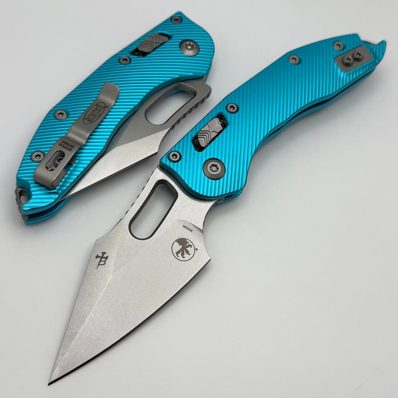 Microtech Knives Manual Stitch RAM LOK Fluted Turquoise Aluminum Stonewash Standard & M390MK 169RL-10FLTQ