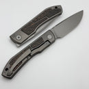 Uldanov Custom Knives Sierra w/ Milled Titanium/Copper Snakeskin Carbon Fiber Inlays & M398 Front Flipper