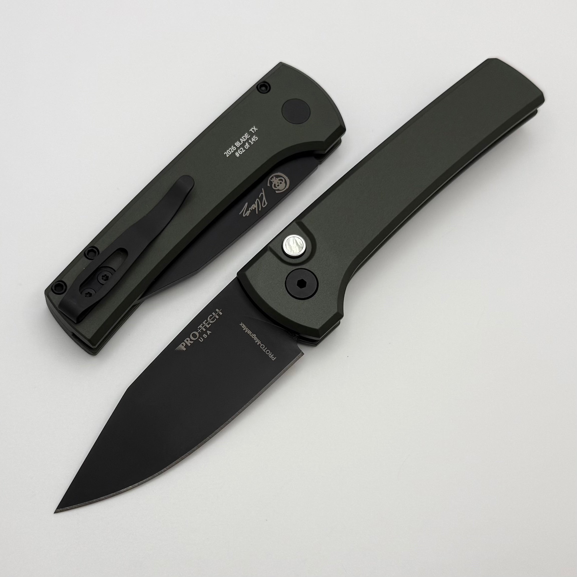 Pro-Tech Chavez Scapegoat Compact Auto Green Aluminum Handle w/ Black
