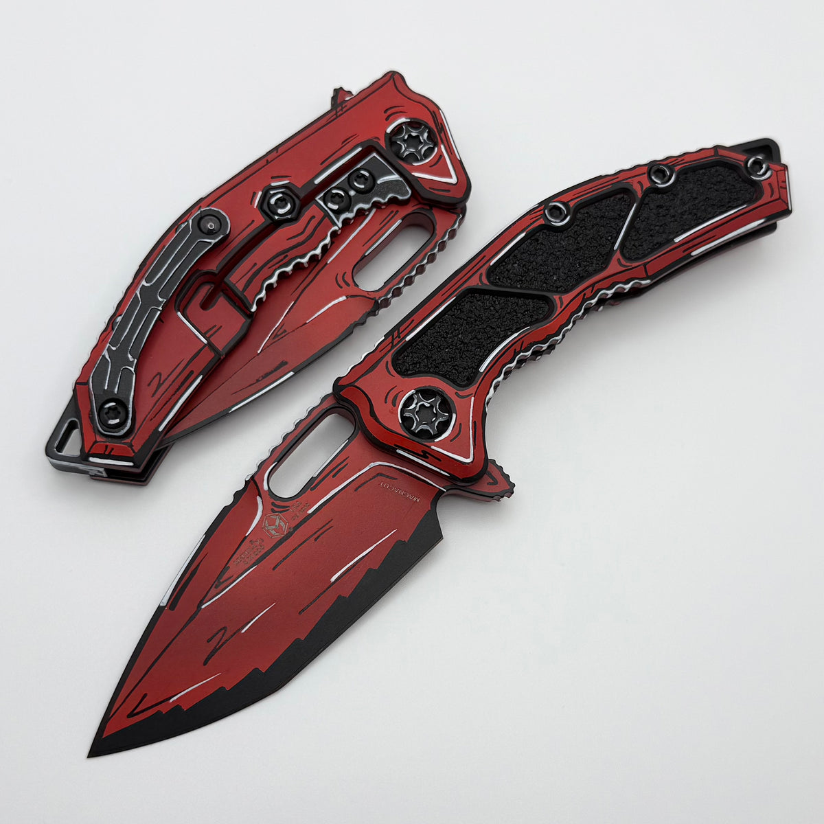 Heretic Knives Medusa Auto Red Cel Shade w/ Tanto MagnaCut H011-CS-RD