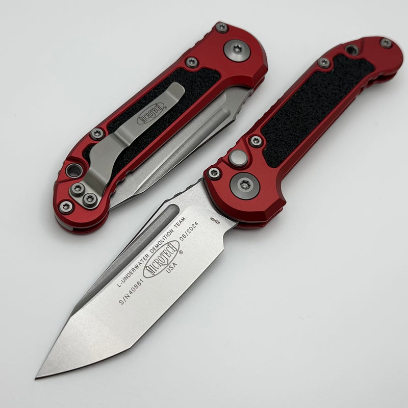 Microtech Knives LUDT Gen III Stonewash Tanto w/ Red Handle 1136-10RD