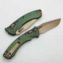 Microtech Amphibian Mini RAM LOK Antique Green Titanium Slab & Bronze M390MK w/ Bronze Accents 137MRL-13MS1