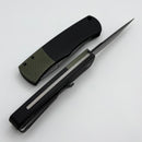 Pro-Tech Whiskers Black Handle w/ Textured Green Bolster Release & DLC Wash 154CM BR-1.7 LTD-Green DLCW