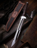 Marfione Custom Knives Combat Wakizashi w/ Osoraku Compound Chisel Grind Blade & EDO Arrowhead Menuki Ray Skin Wrapped Handle