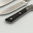 Microtech Steak 4 Piece Set Black Cherry G-10/Titanium Bolster Handle w/ Stonewash M390MK 3600B-12SETBC