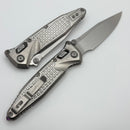 Marfione Select Microtech Socom Ram-Lok Titanium Frag Handles w/ Purple Accents & Stonewash M390MK 160RL-10FRMS4