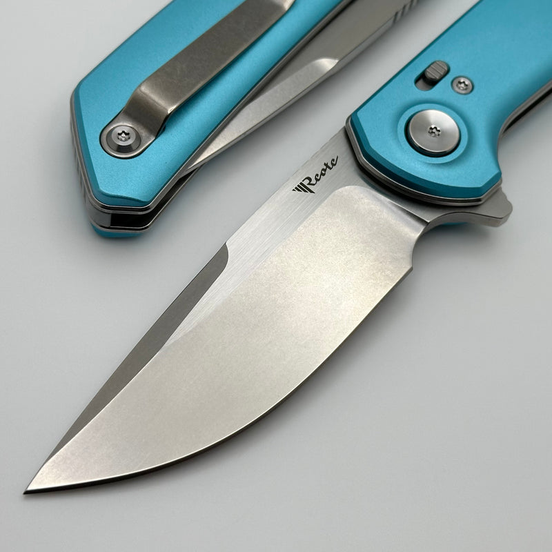 Reate Knives PL-XF Blue Aluminum Handles & Stonewash/Satin Nitro-V