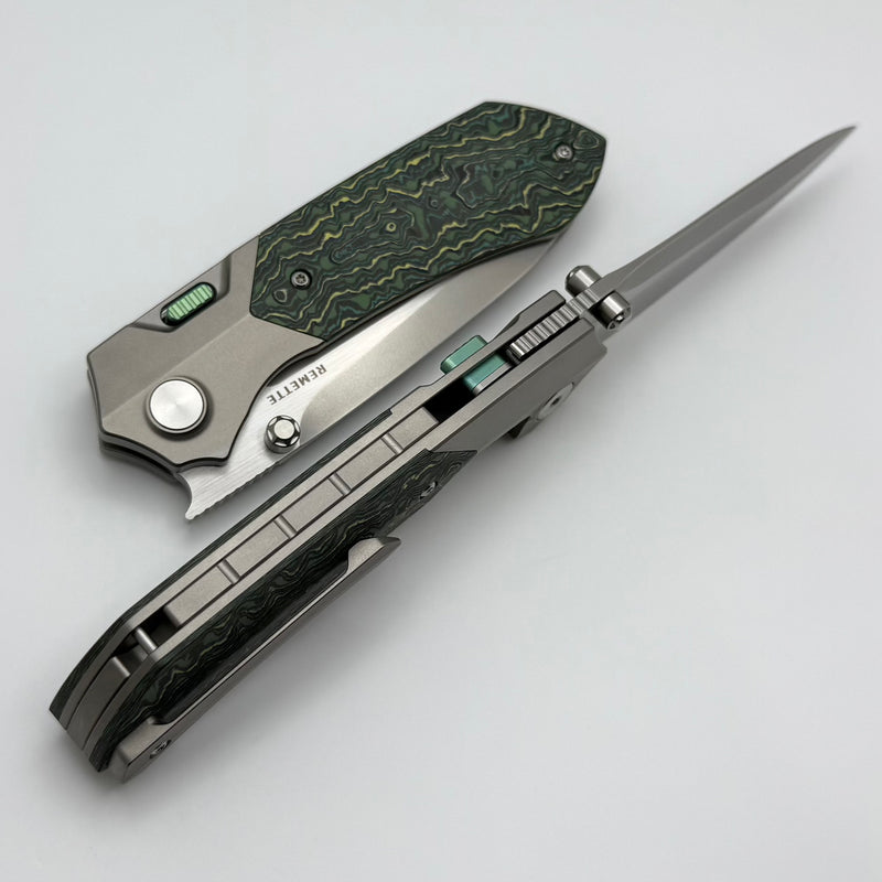 Remette RT Meteor Titanium Handles w/ Green Carbon Fiber Inlays & M390 RTPT-C