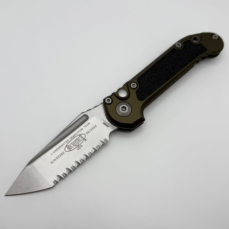 Microtech Knives LUDT Gen III Stonewash Tanto Full Serrated w/ OD Gree